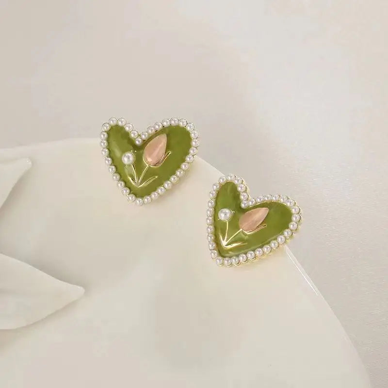 2025 Trendy Red Dripping Oil Heart Hoop Earrings For Women Girls Korean Elegant Love Dangle Earring Jewelry Gift