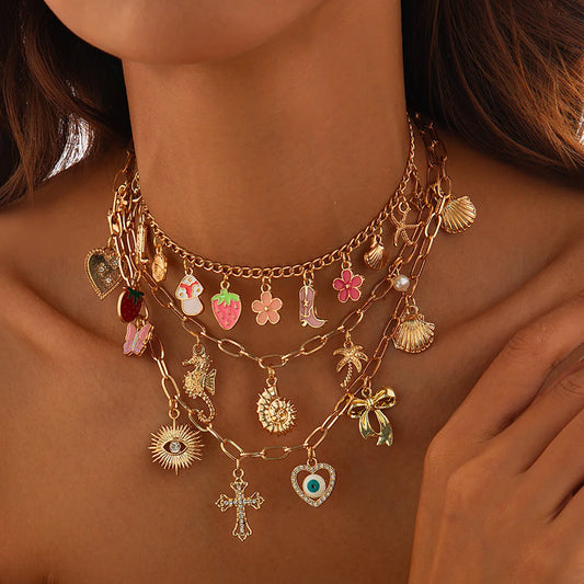 Charm Necklace for Women Shell Cross Necklace