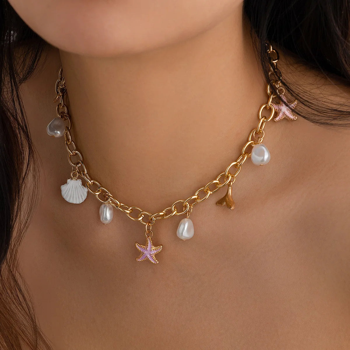 Charm Necklace for Women Shell Cross Necklace